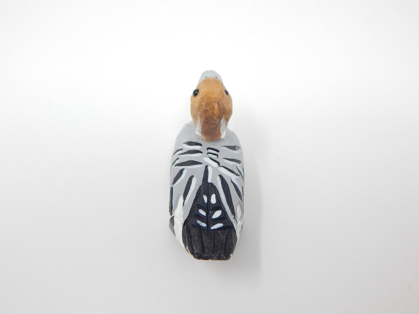Hand-Carved Recycled Wood Pintail Duck Ornament, Hand-Painted Bird Figurine, Glass Eyes