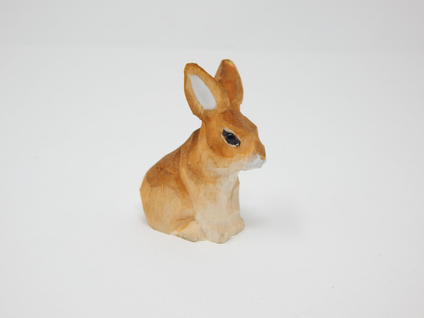 Brown Rabbit Bunny Miniature Wood Figurine Garden Statue Small Animal Decoration Art