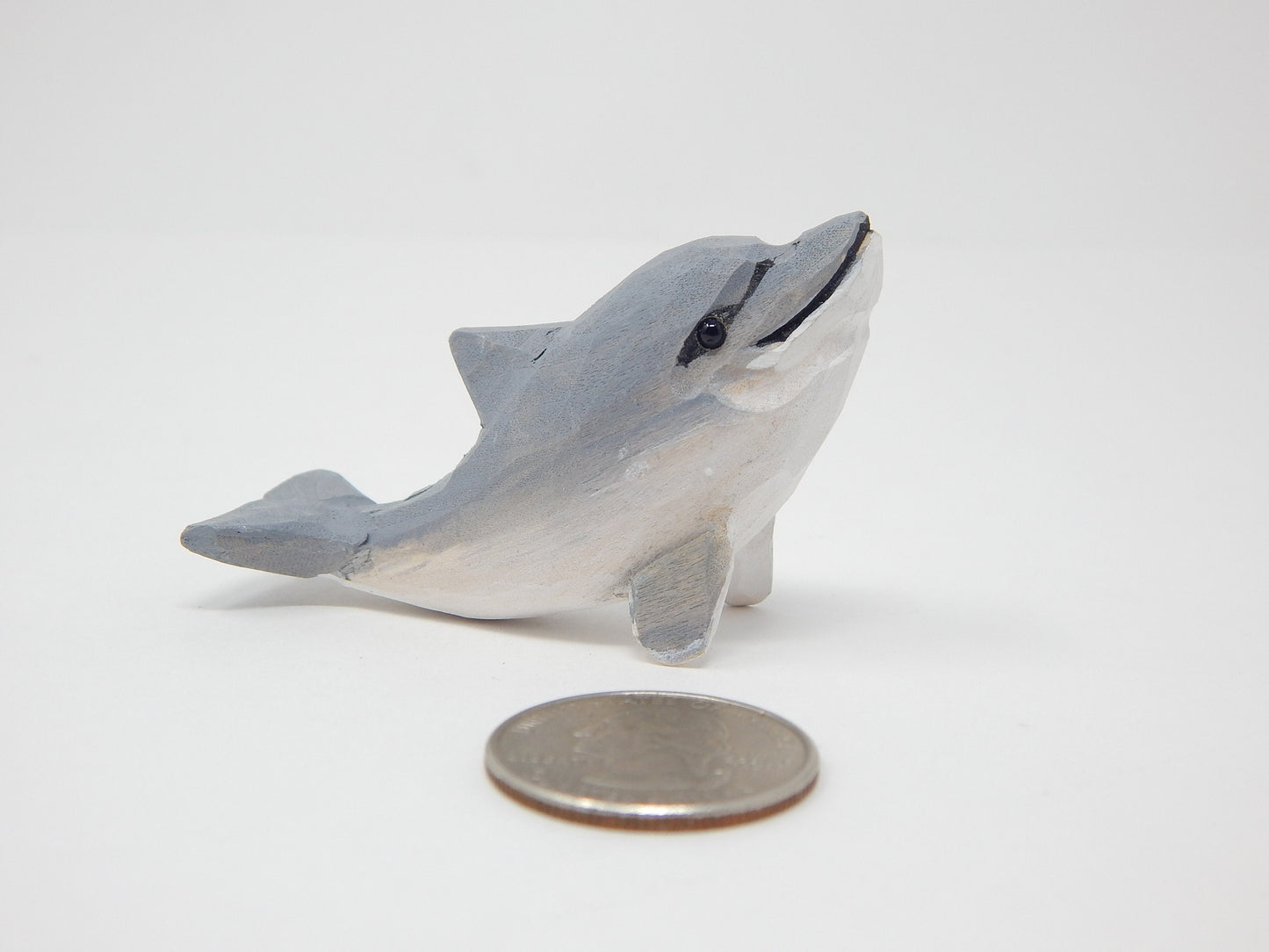 Dolphin Wine Stopper Figurine Statue Miniature Common Bottlenose Gray Sea Animal Decoration Wood Sculpture