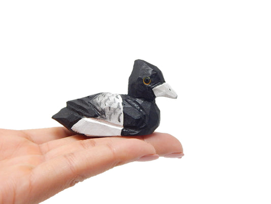 Ring-Neck Duck Wooden Figurine Statue Miniature Bird Decor Decoy Art Sculpture Small Animal