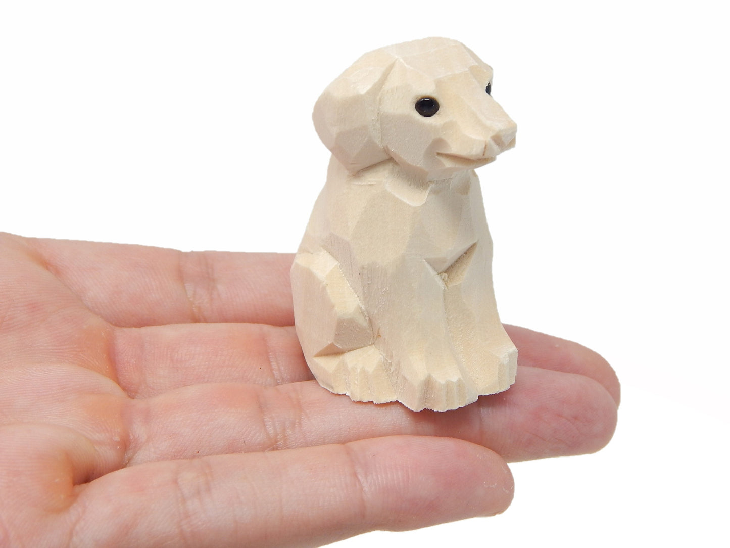 Dog Puppy - Small Unfinished DIY Wood Figurine - House Pet, Blank Craft, Hand Carved, Decoration, Miniature Animals