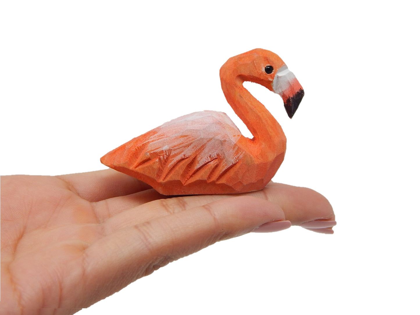 Pink Flamingo Ornament Hanging Figurine Statue Décor Small Garden Lawn Yard Ornament Wood Carving