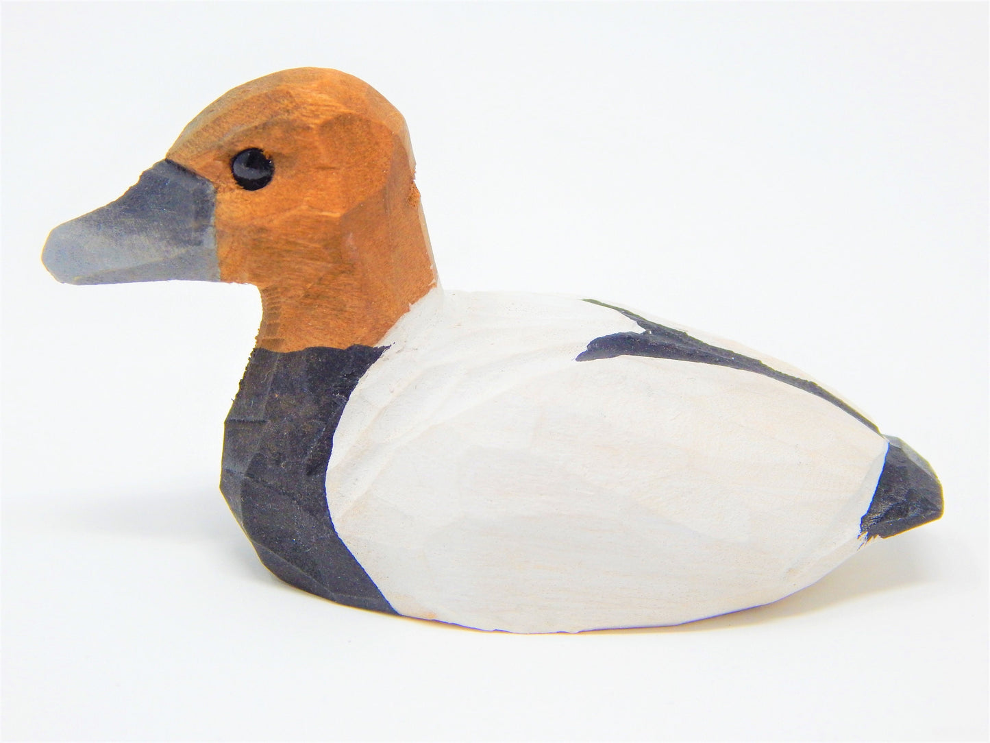 Canvasback Duck Keychain Ring Hook Clip Charm Miniature Wood Mini Figurine Small Animal