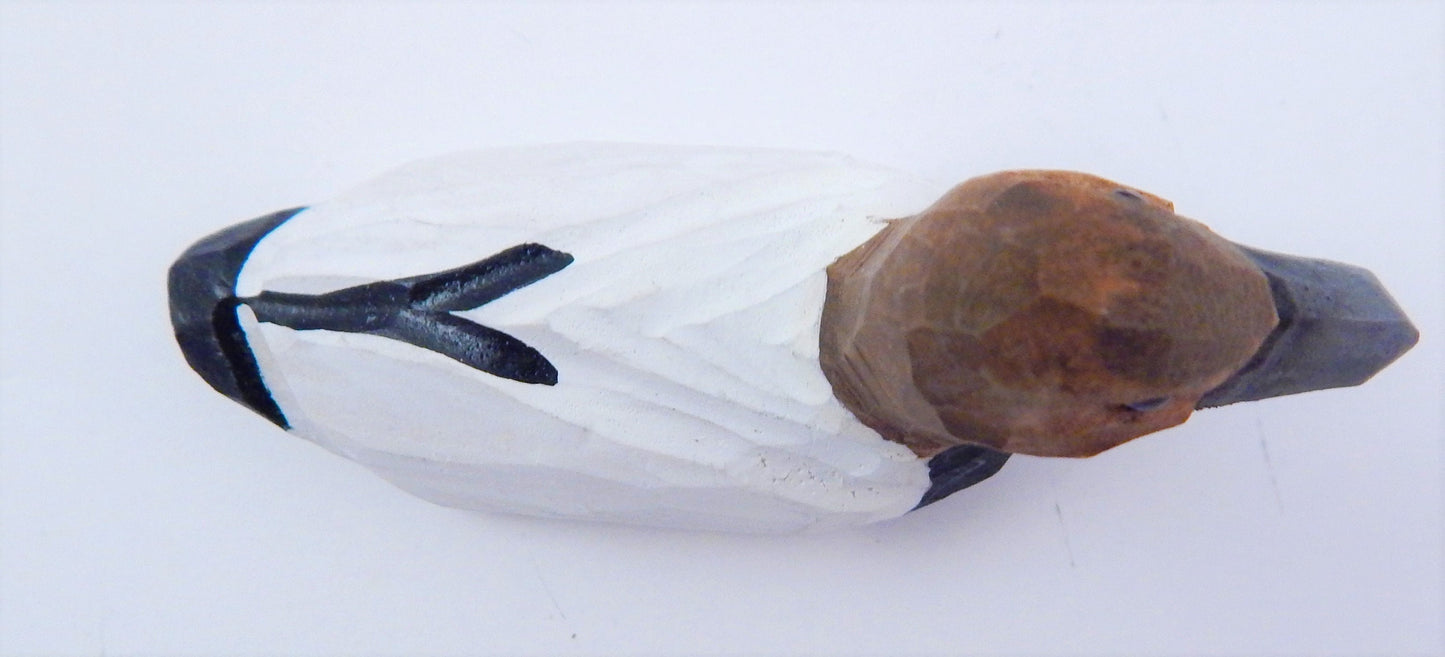 Canvasback Duck Keychain Ring Hook Clip Charm Miniature Wood Mini Figurine Small Animal