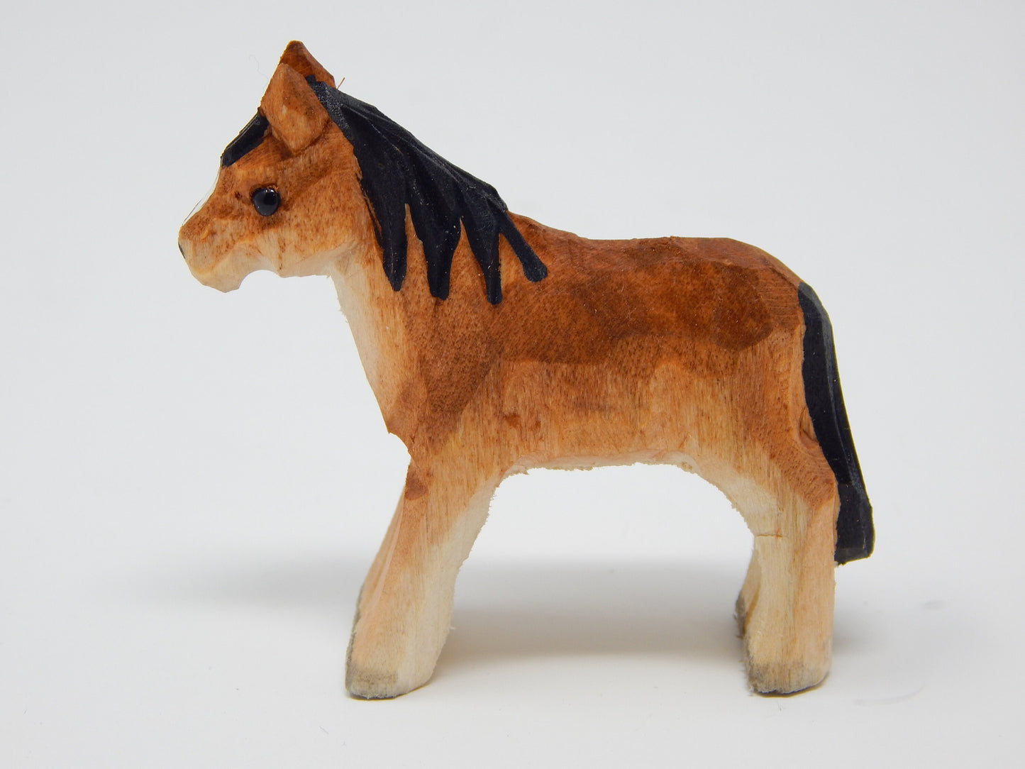 Horse Pony Keychain Ring Clip Charm Miniature Wood Mini Figurine Small Animal
