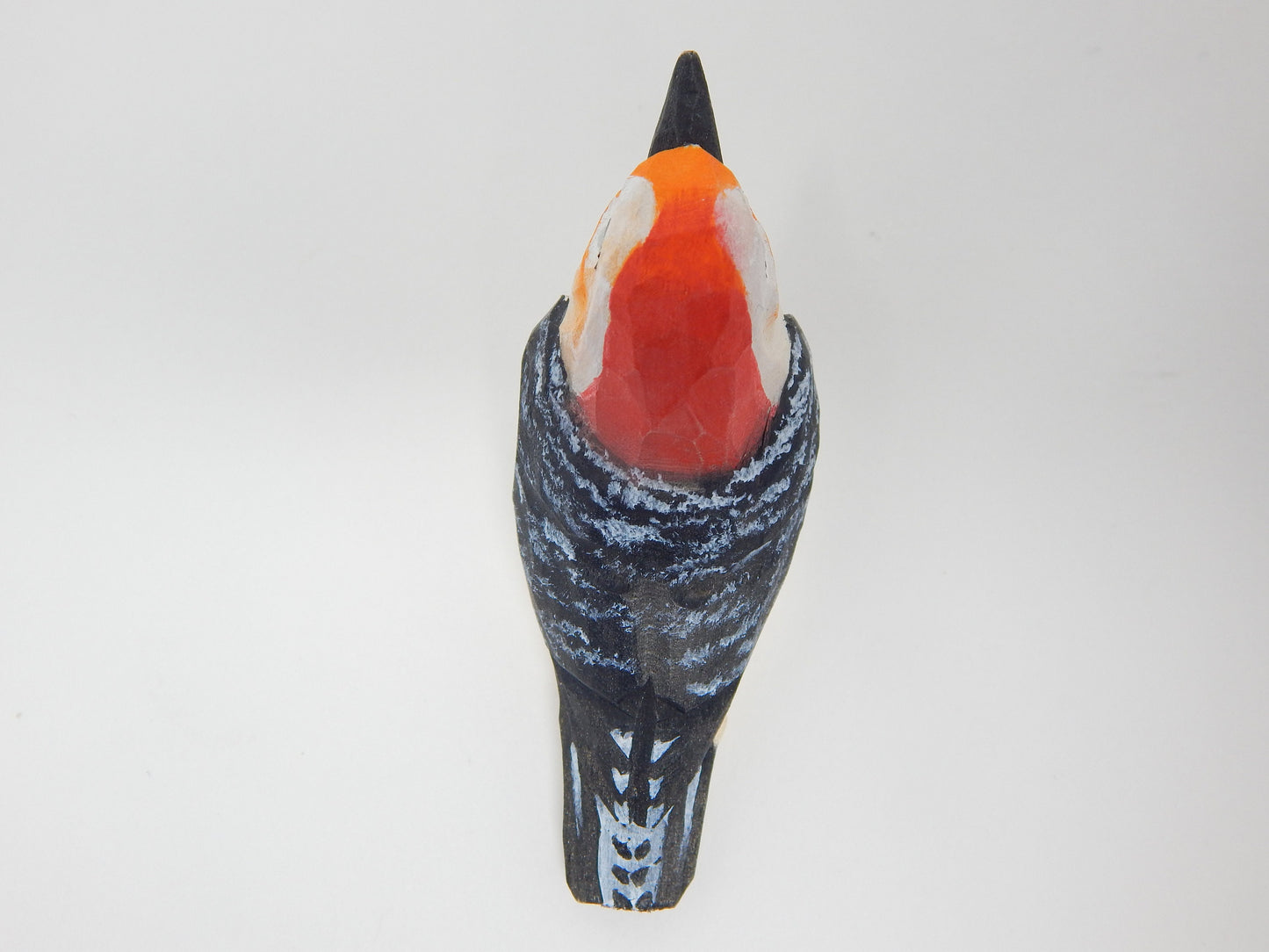 Red Bellied Head Woodpecker Wood Figurine Forest Common Woodland Pecker Sapsucker Miniature Bird Art Carve Small Animal