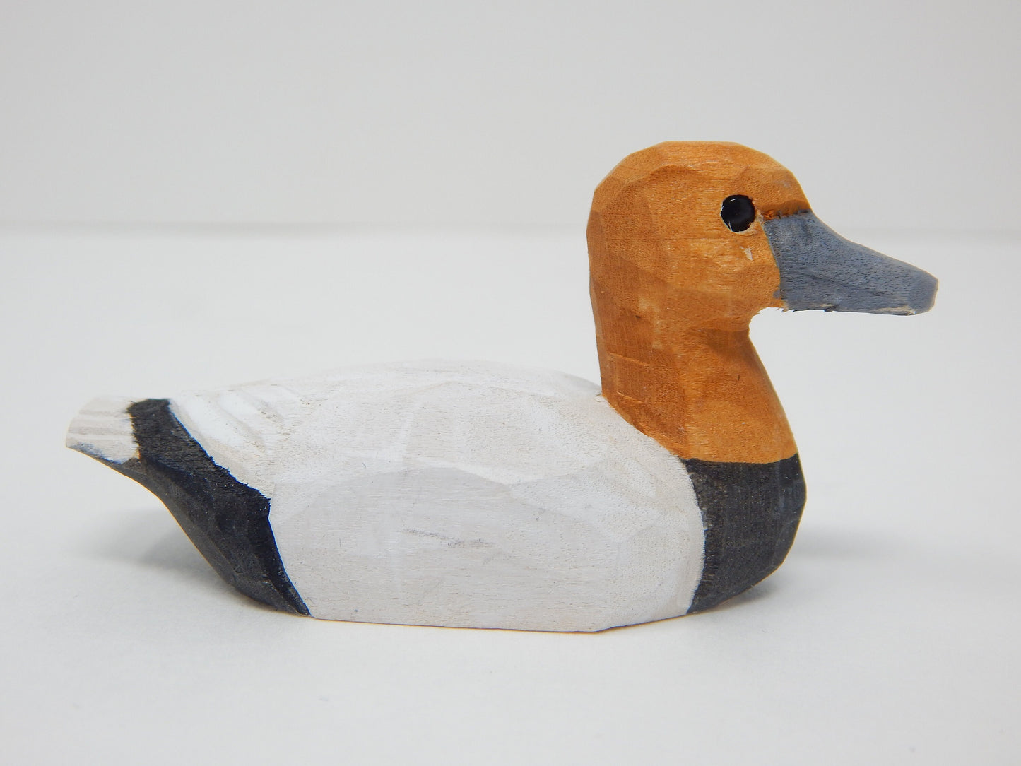 Redhead Duck Wood Figurine Statue Miniature Bird Decor Decoy Art Drake Sculpture Small Animal