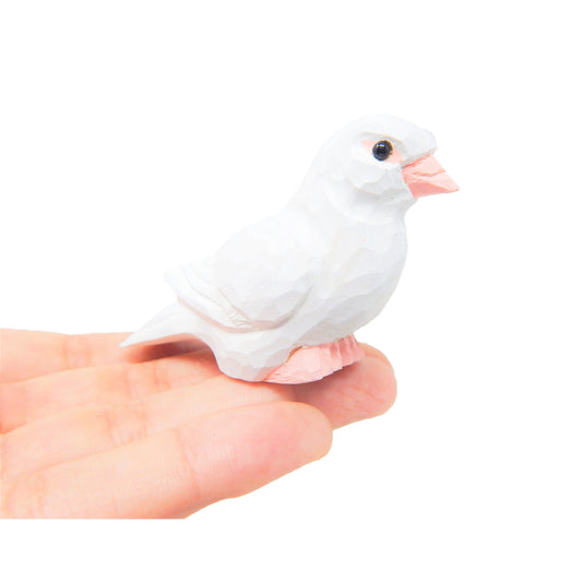 White Dove Wood Figurine Bird Statue Sculpture Ornament Decor Miniature Art Carve Small Animal