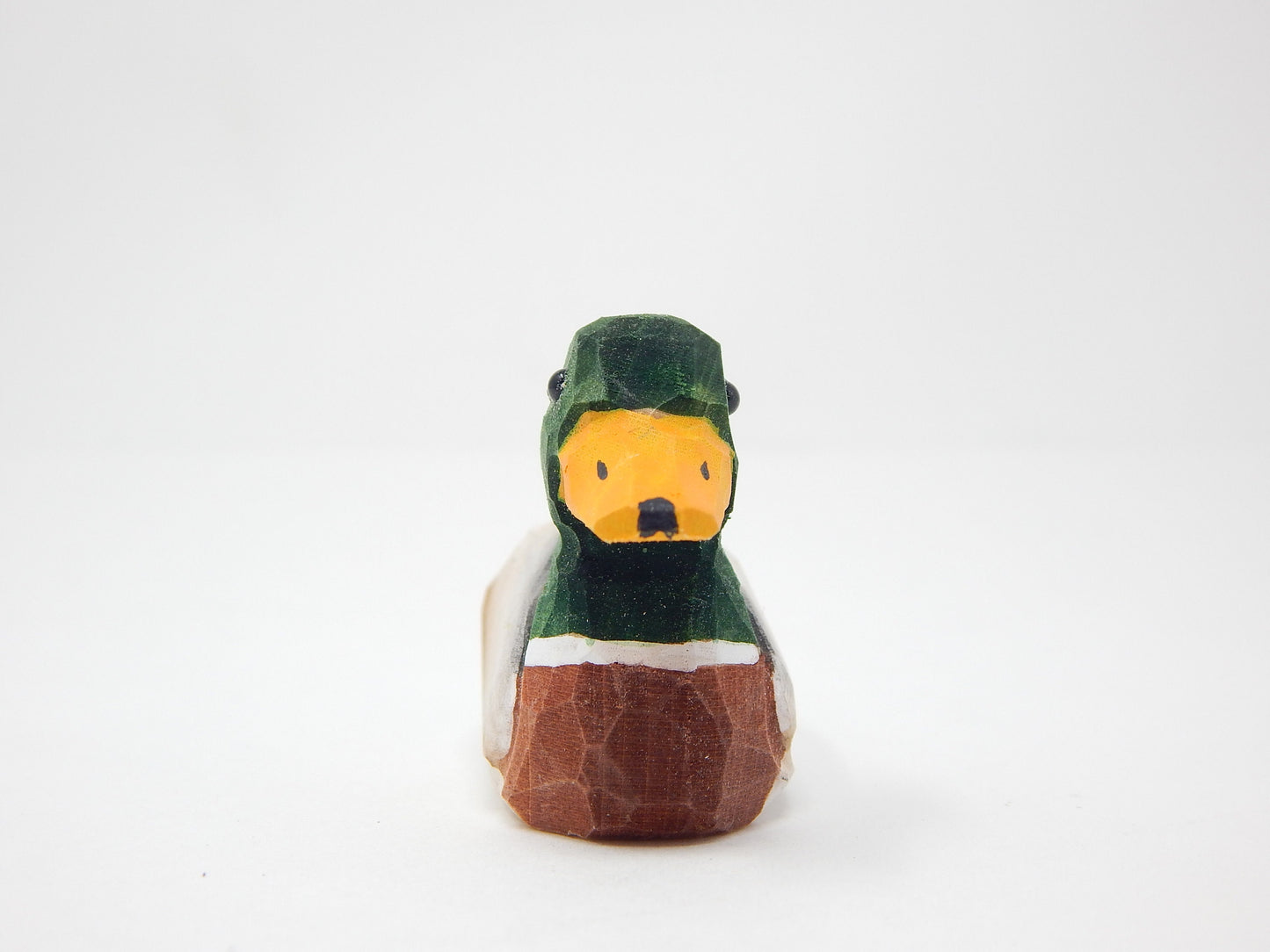 Mallard Duck Keychain Ring Hook Clip Charm Miniature Wood Mini Figurine Small Animal