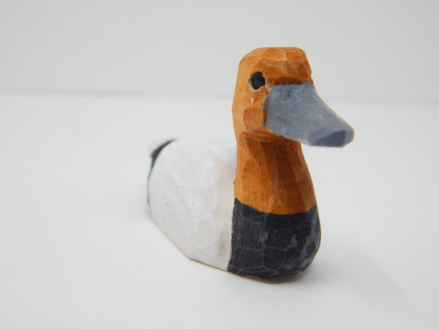 Redhead Duck Wood Figurine Statue Miniature Bird Decor Decoy Art Drake Sculpture Small Animal