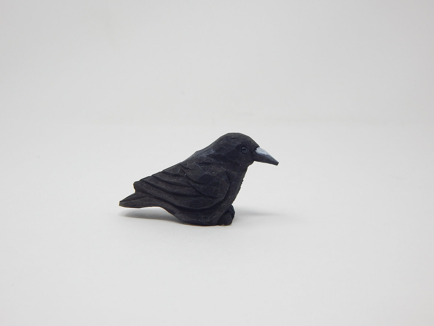 Raven Crow Black Bird Keychain Ring Hook Clip Charm Miniature Wood Mini Figurine Small Animal