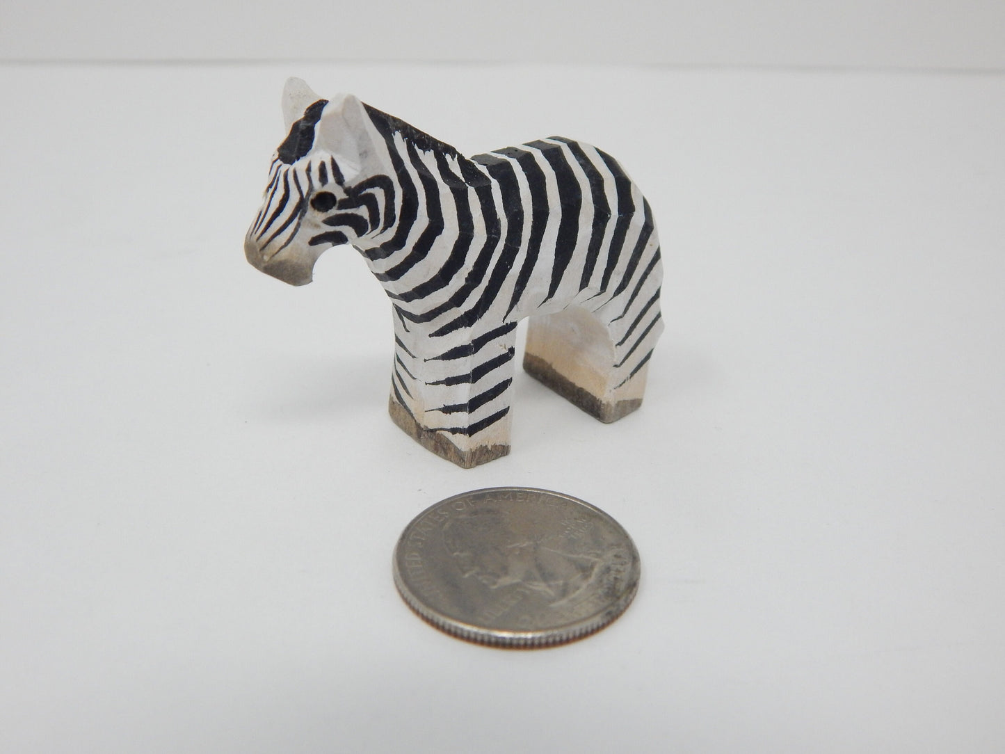 Zebra Wood Figurine Statue Stripe Horse Sculpture Ornament Decor Miniature Art Carve Small Animal