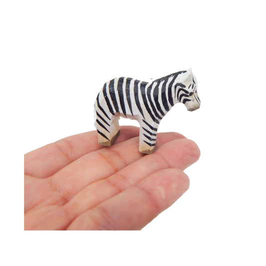 Zebra Wood Figurine Statue Stripe Horse Sculpture Ornament Decor Miniature Art Carve Small Animal