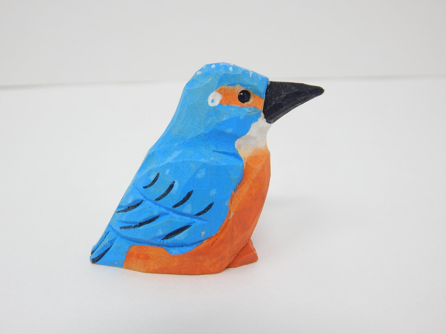 Kingfisher Bird Wood Figurine Statue Alcedinidae Sculpture Ornament Decor Miniature Art Carve Small Animal