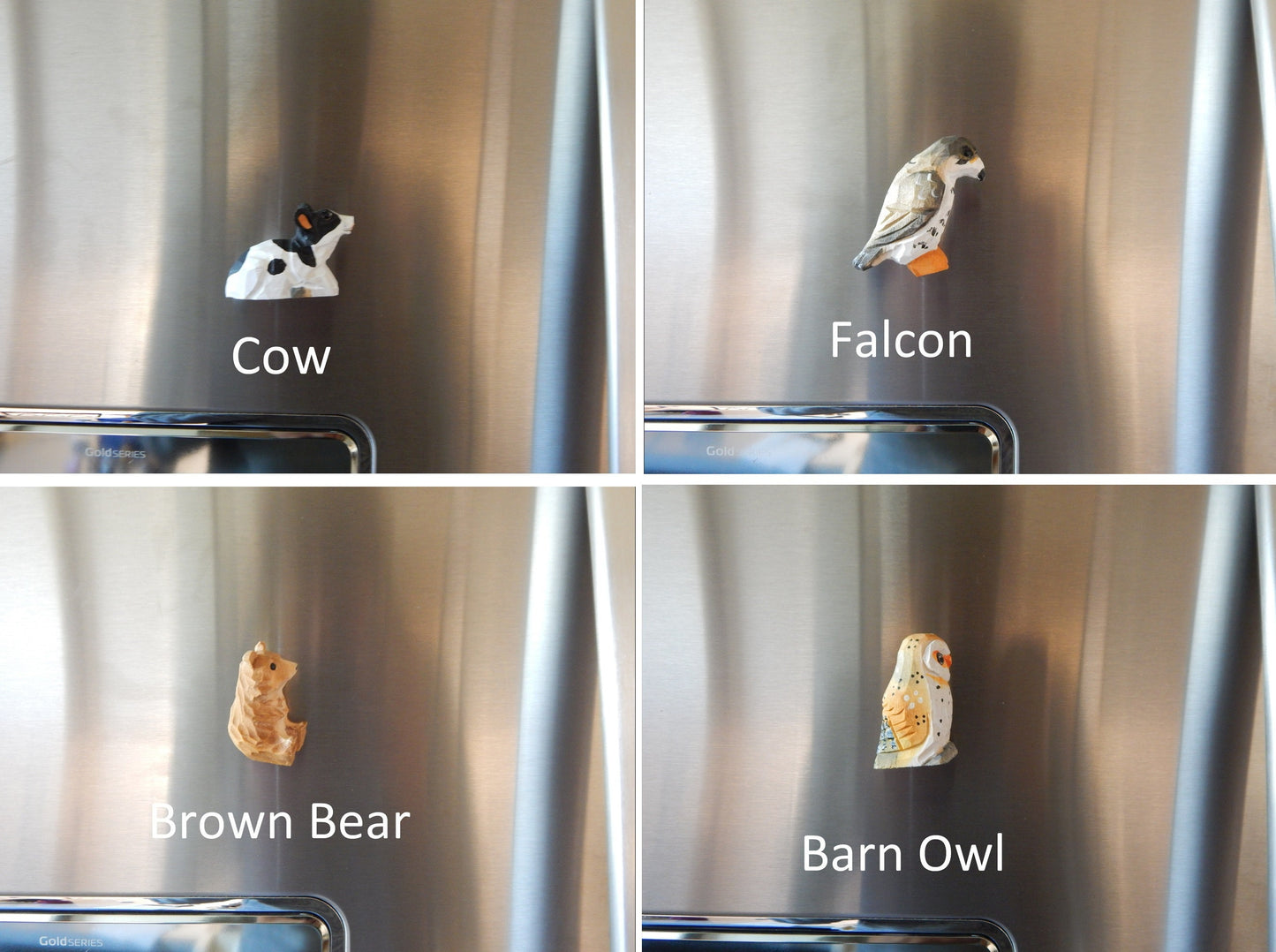 Wood Carved Animal Fridge Magnet Adult Kitchen Decor Cute Unique Custom Art Figurine Duck Bear Owl Falcon Cow