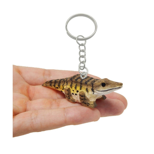 Crocodile / Alligator Keychain Ring Hook Clip Charm Miniature Wood Mini Figurine Small Animal