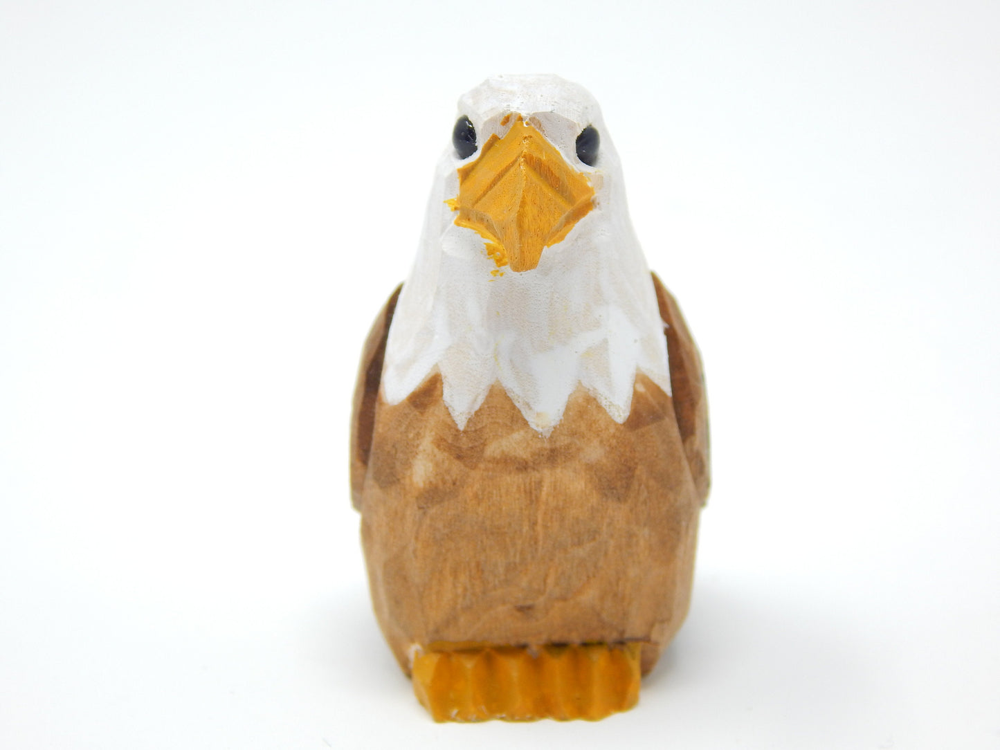 Bald Eagle Keychain Ring Hook Clip Charm Miniature Wood Mini Figurine Small Animal