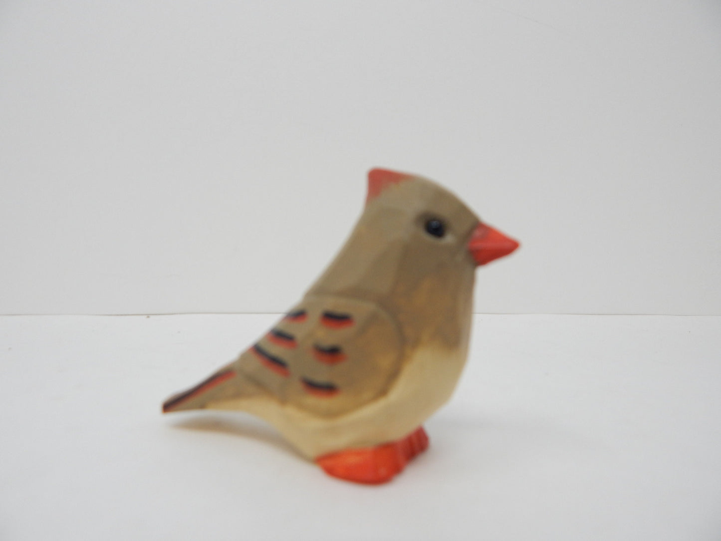 Female Cardinal Red Bird Keychain Ring Hook Clip Charm Miniature Wood Mini Figurine Small Animal