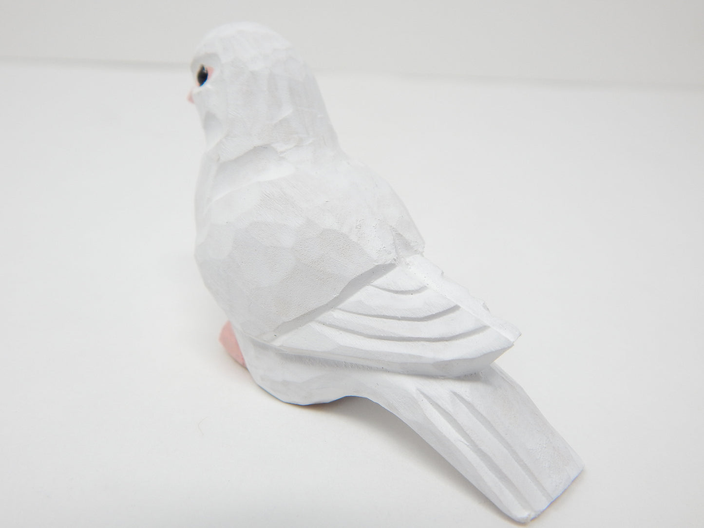 White Dove Bird Keychain Ring Hook Clip Charm Miniature Wood Mini Figurine Small Animal