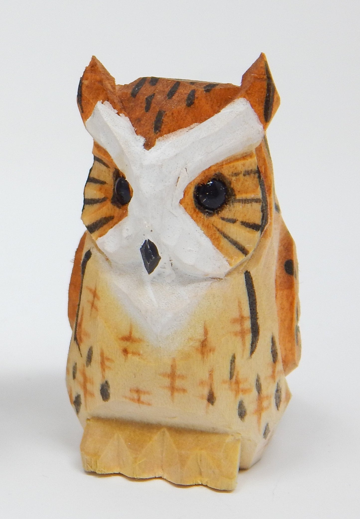 Hand-Carved Wooden Owl Keychain: Ring Hook Clip Bird Figurine Small Animal