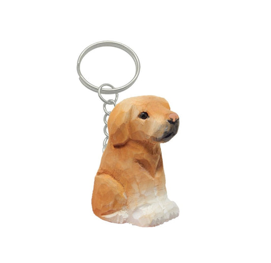 Labrador Retriever Dog Puppy Keychain Ring Hook Clip Charm Miniature Wood Mini Figurine Small Animal