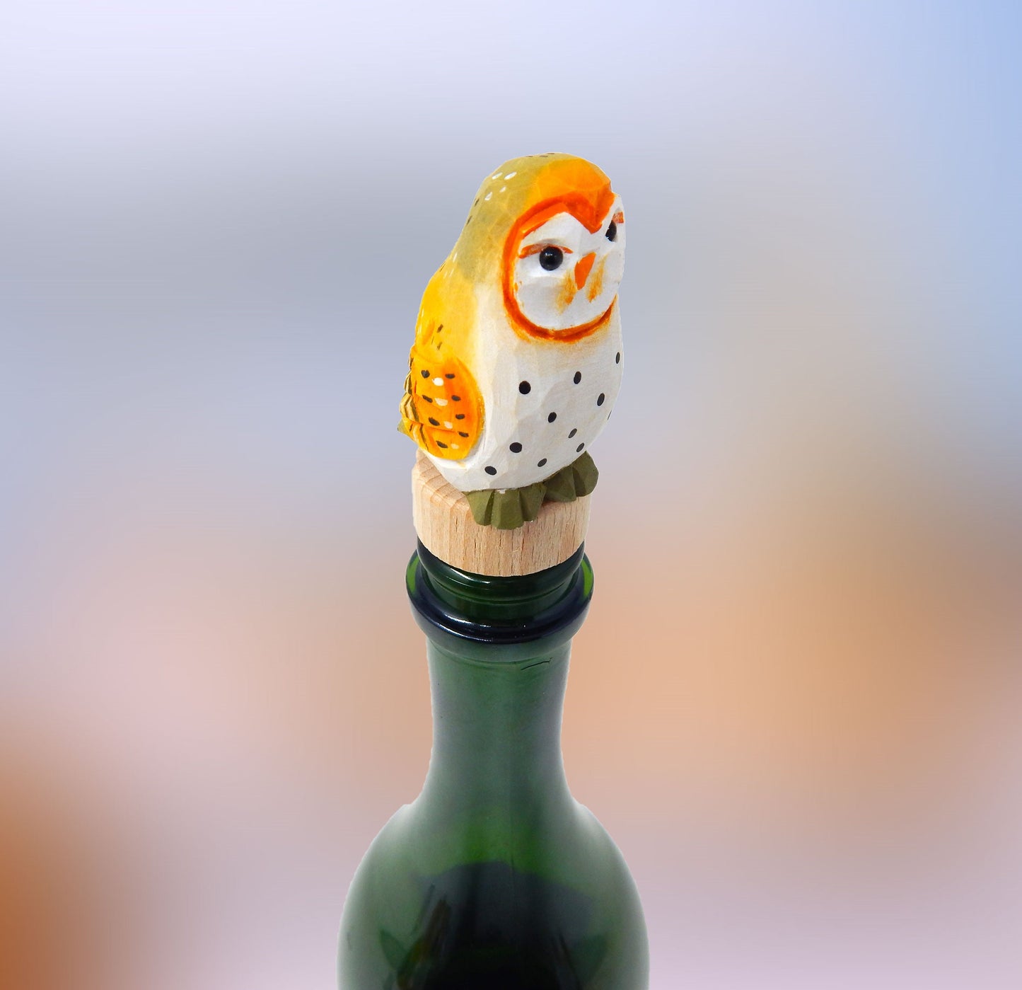 Barn Owl Bird Wine Stopper Handmade Reusable Bottle Plug Saver Cap Sealer Decorative Accessory