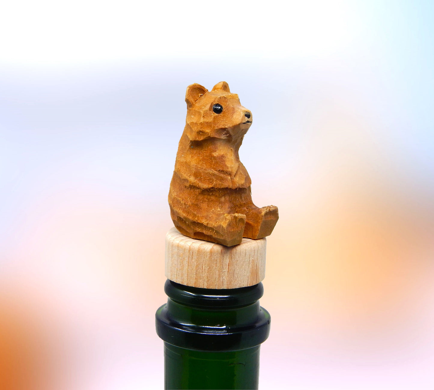 Brown Bear Wine Stopper Handmade Reusable Bottle Plug Saver Cap Sealer Decorative Accessory Grizzly Forest