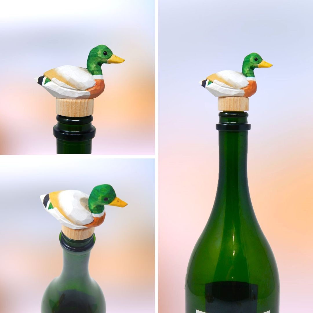 Mallard Duck Wine Stopper Handmade Reusable Bottle Plug Saver Cap Sealer Decorative Accessory