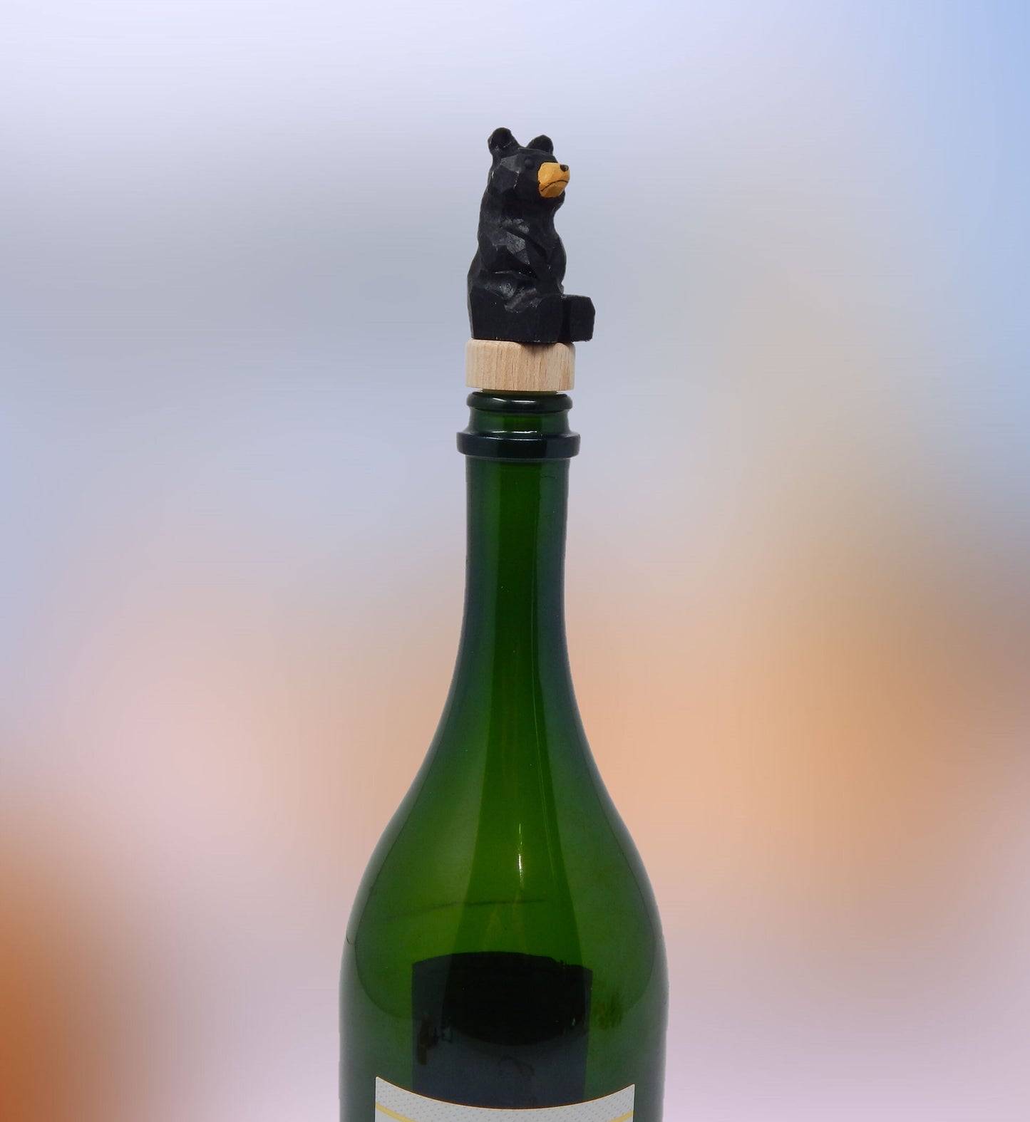 Black Bear Wine Stopper Handmade Reusable Bottle Plug Saver Cap Sealer Decorative Accessory Forest