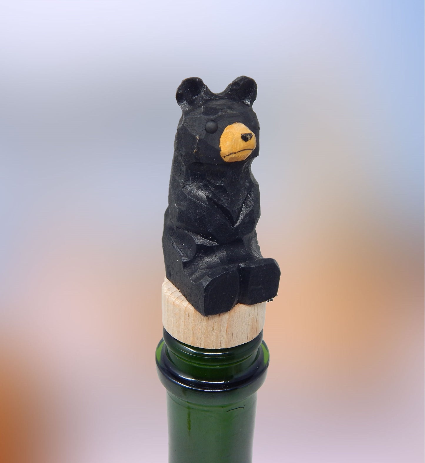 Black Bear Wine Stopper Handmade Reusable Bottle Plug Saver Cap Sealer Decorative Accessory Forest