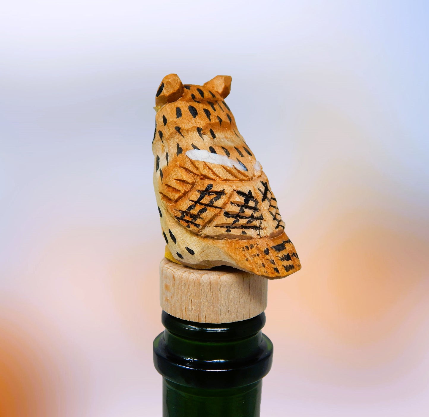 Great Horned Hoot Owl Wine Stopper Bird Handmade Reusable Bottle Plug Saver Cap Sealer Decor Unique Accessory