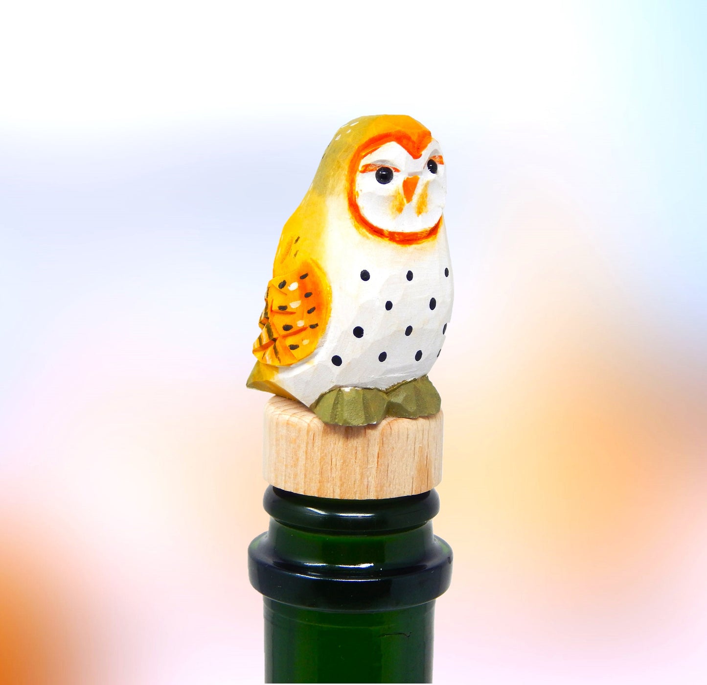 Barn Owl Bird Wine Stopper Handmade Reusable Bottle Plug Saver Cap Sealer Decorative Accessory