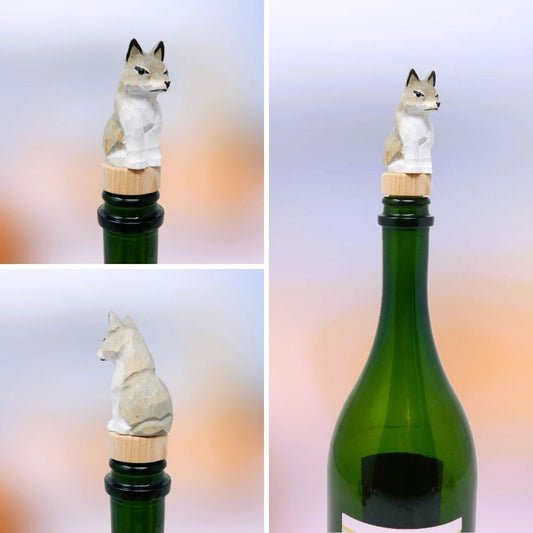 Wolf Wine Stopper Handmade Reusable Bottle Plug Saver Cap Sealer Decorative Accessory Forest