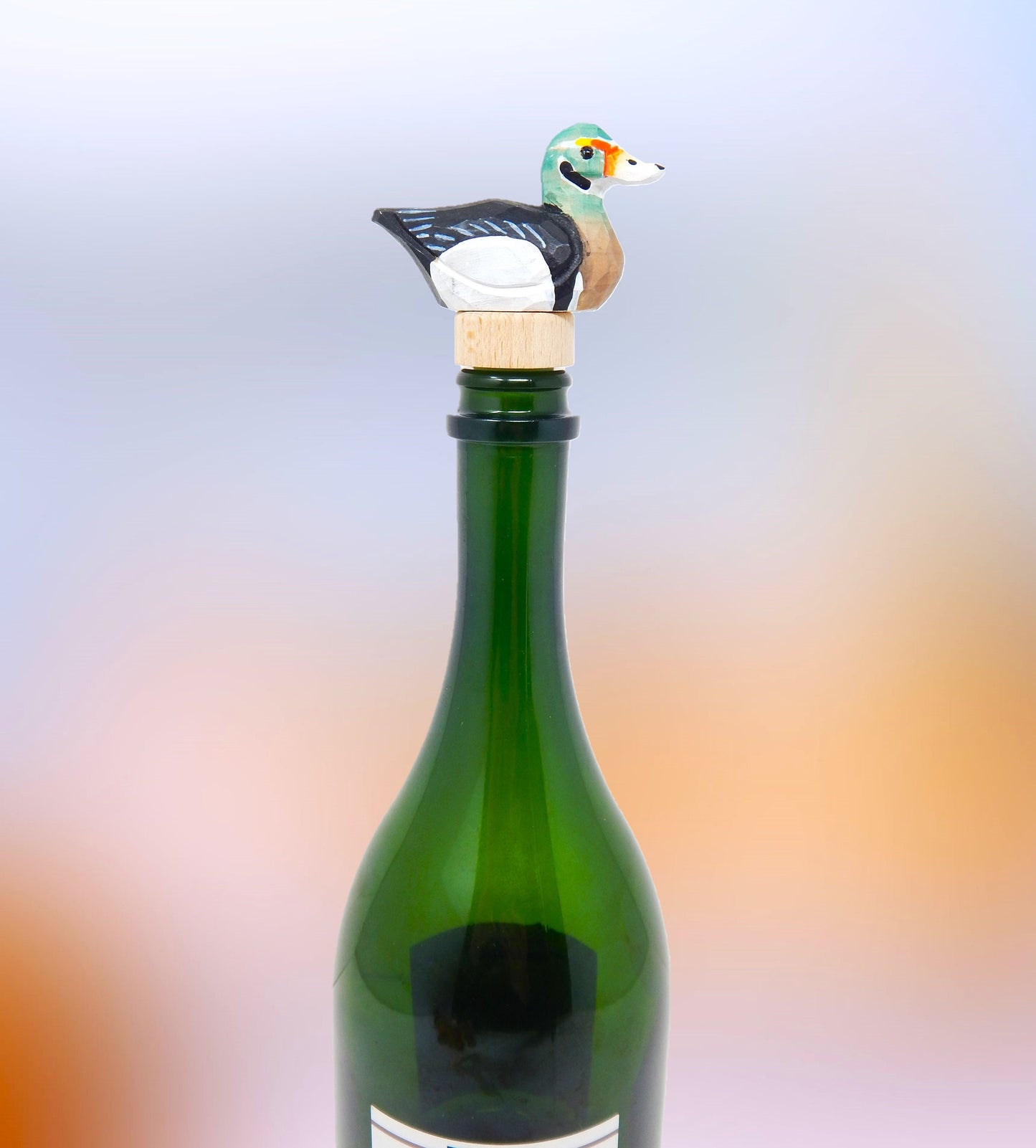 Wood Drake Duck Wine Stopper Handmade Reusable Bottle Plug Saver Cap Sealer Decorative Accessory Waterfowl