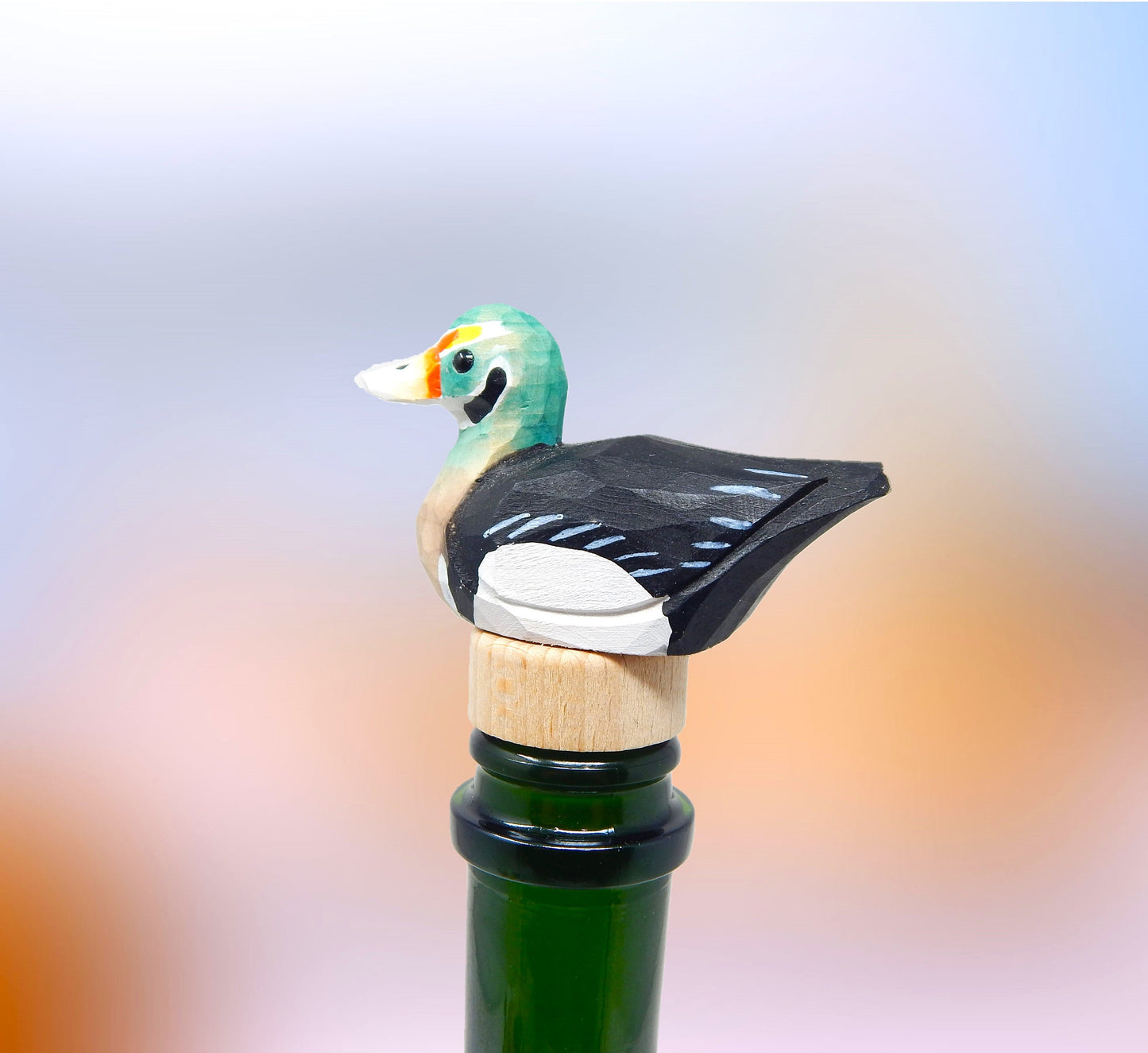 Wood Drake Duck Wine Stopper Handmade Reusable Bottle Plug Saver Cap Sealer Decorative Accessory Waterfowl