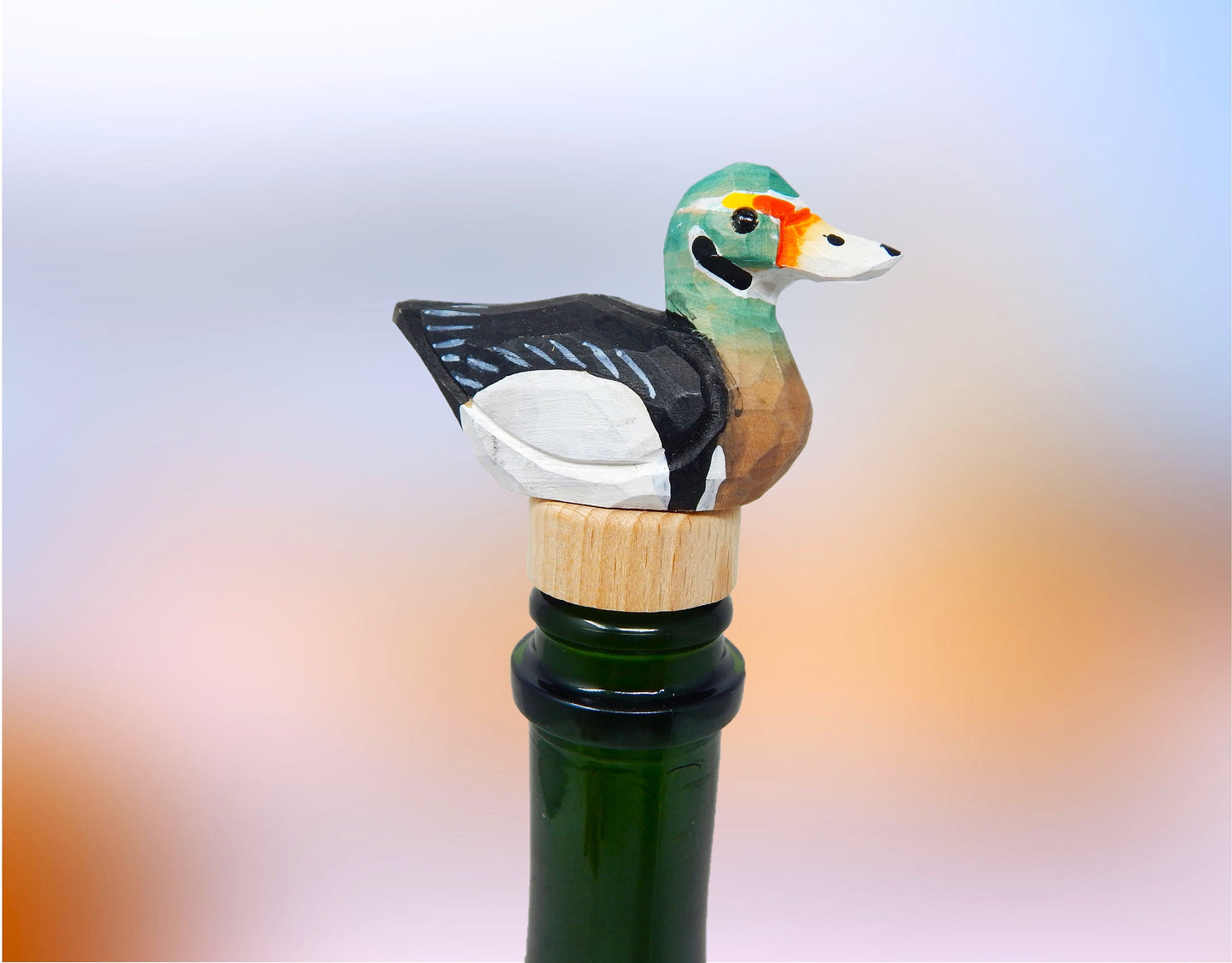 Wood Drake Duck Wine Stopper Handmade Reusable Bottle Plug Saver Cap Sealer Decorative Accessory Waterfowl