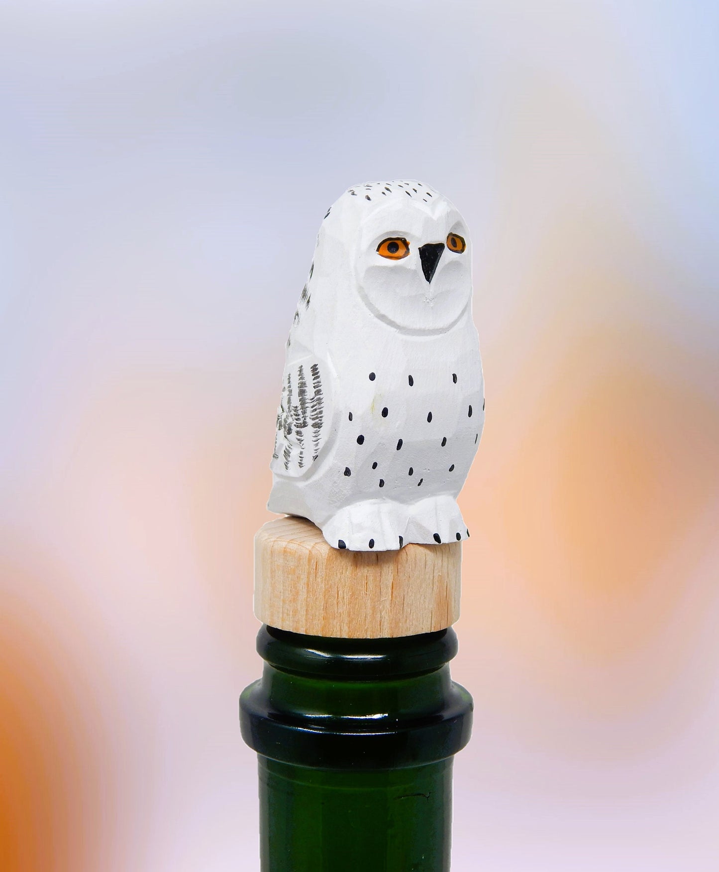 Snowy White Owl Bird Wine Stopper Handmade Reusable Bottle Plug Saver Cap Sealer Decorative Accessory