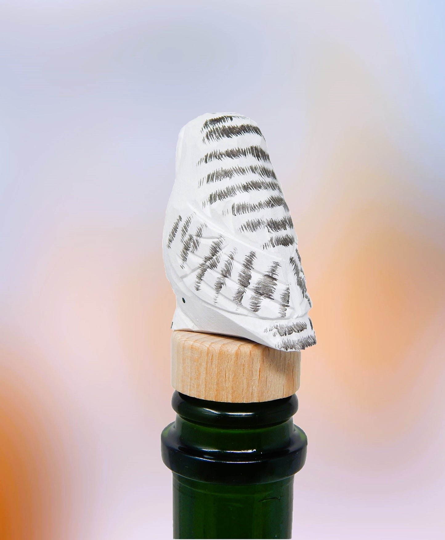 Snowy White Owl Bird Wine Stopper Handmade Reusable Bottle Plug Saver Cap Sealer Decorative Accessory