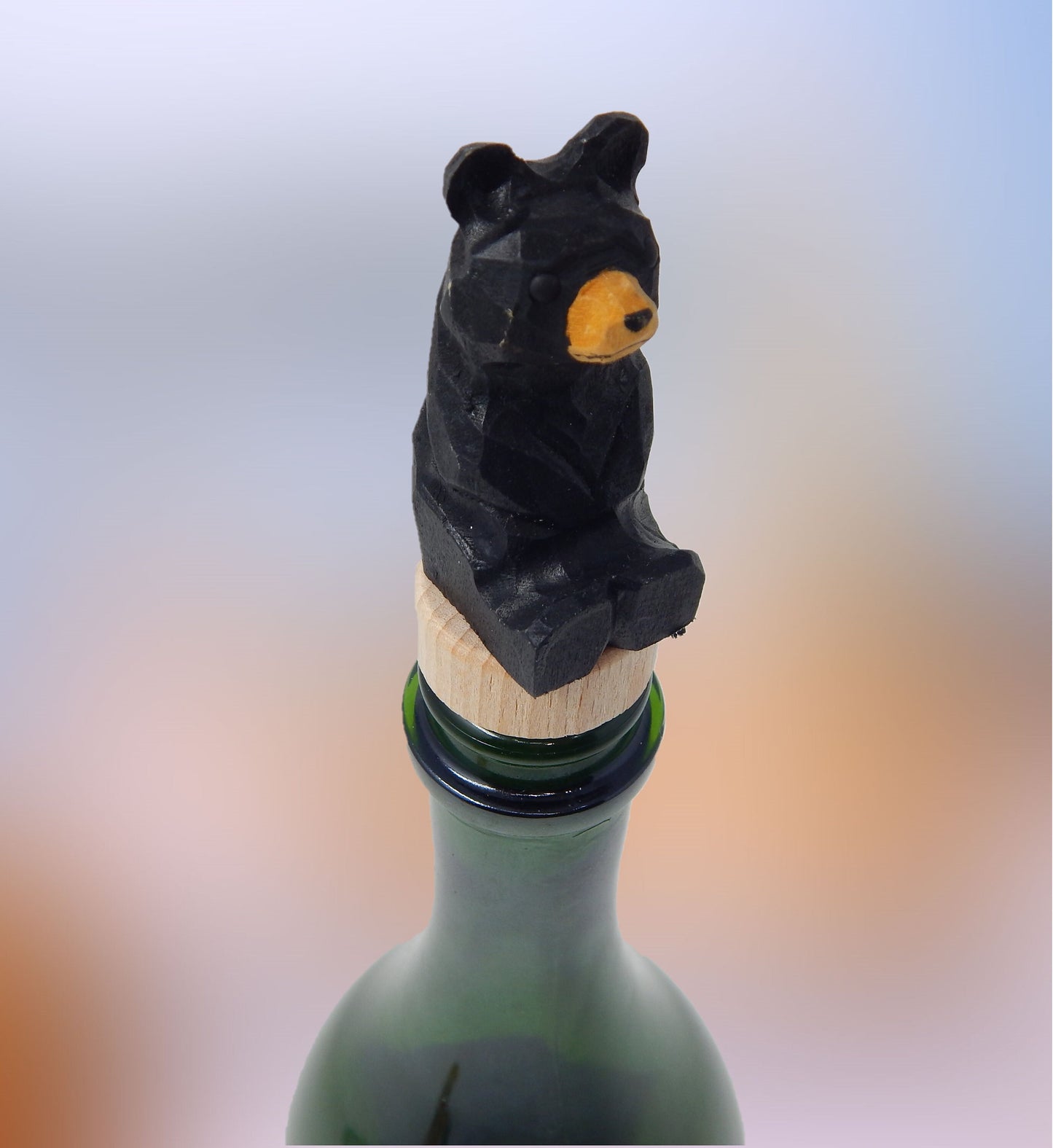 Black Bear Wine Stopper Handmade Reusable Bottle Plug Saver Cap Sealer Decorative Accessory Forest