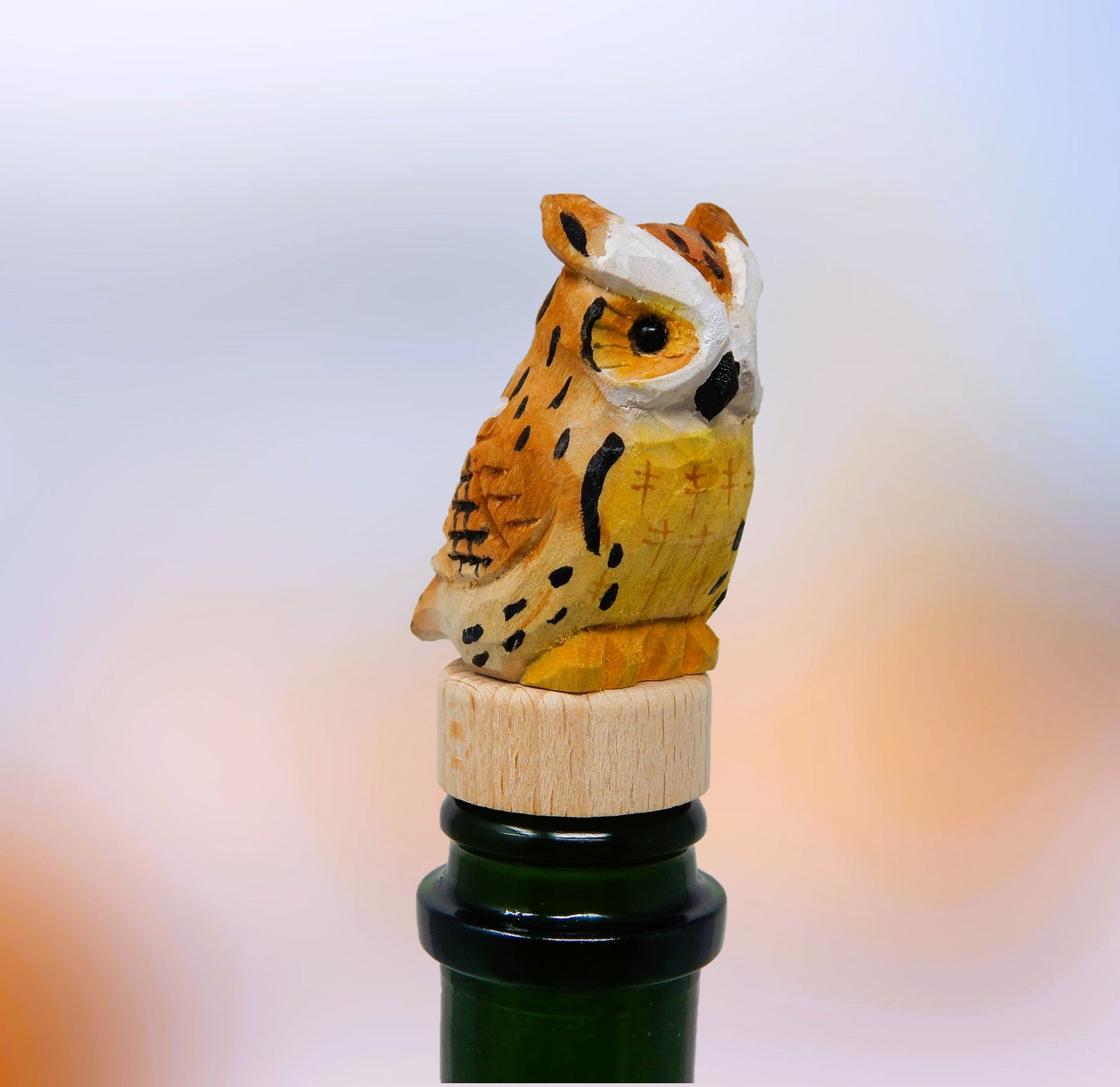 Great Horned Hoot Owl Wine Stopper Bird Handmade Reusable Bottle Plug Saver Cap Sealer Decor Unique Accessory