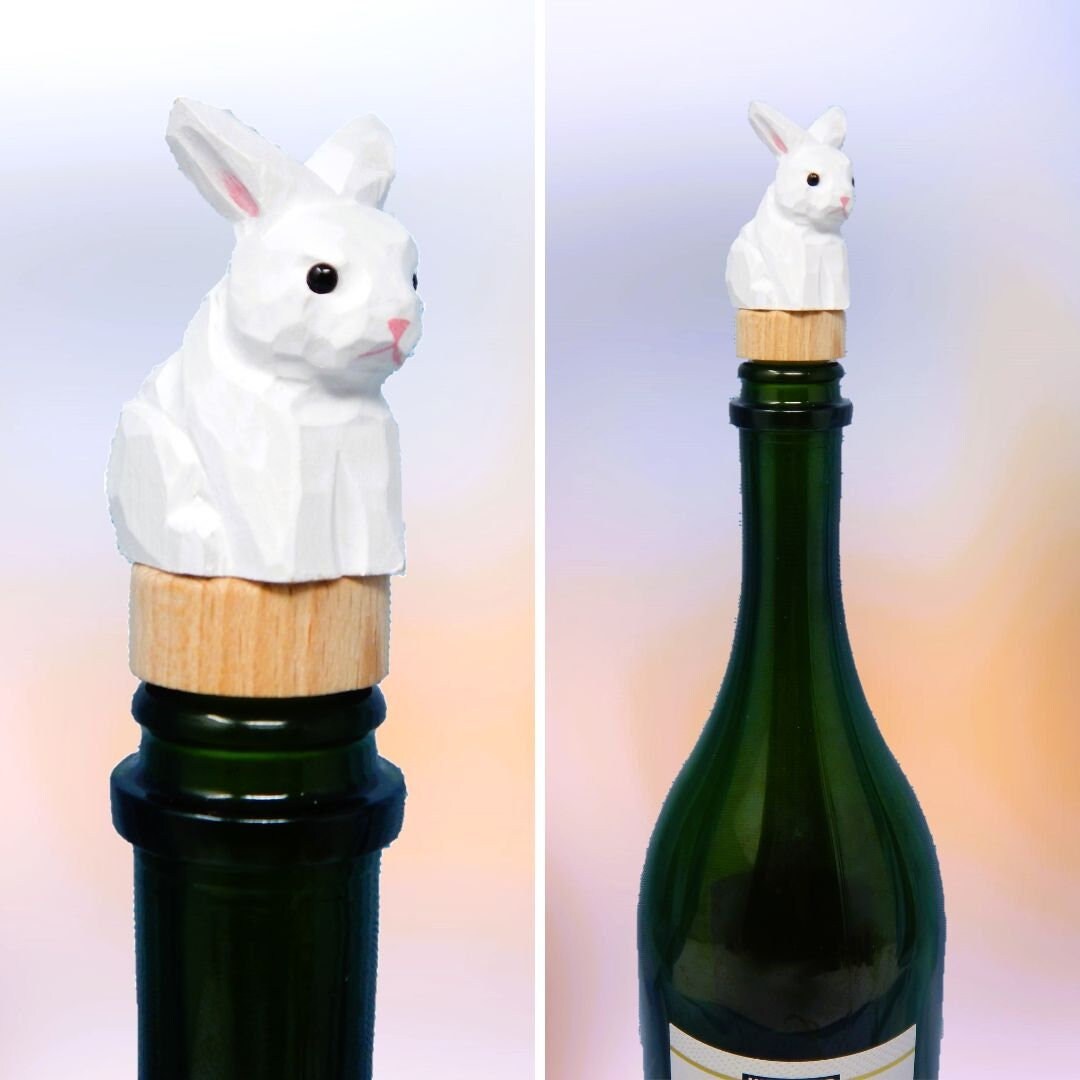 Rabbit Bunny Wine Stopper Handmade Reusable Bottle Plug Saver Cap Sealer Decor Unique Accessory