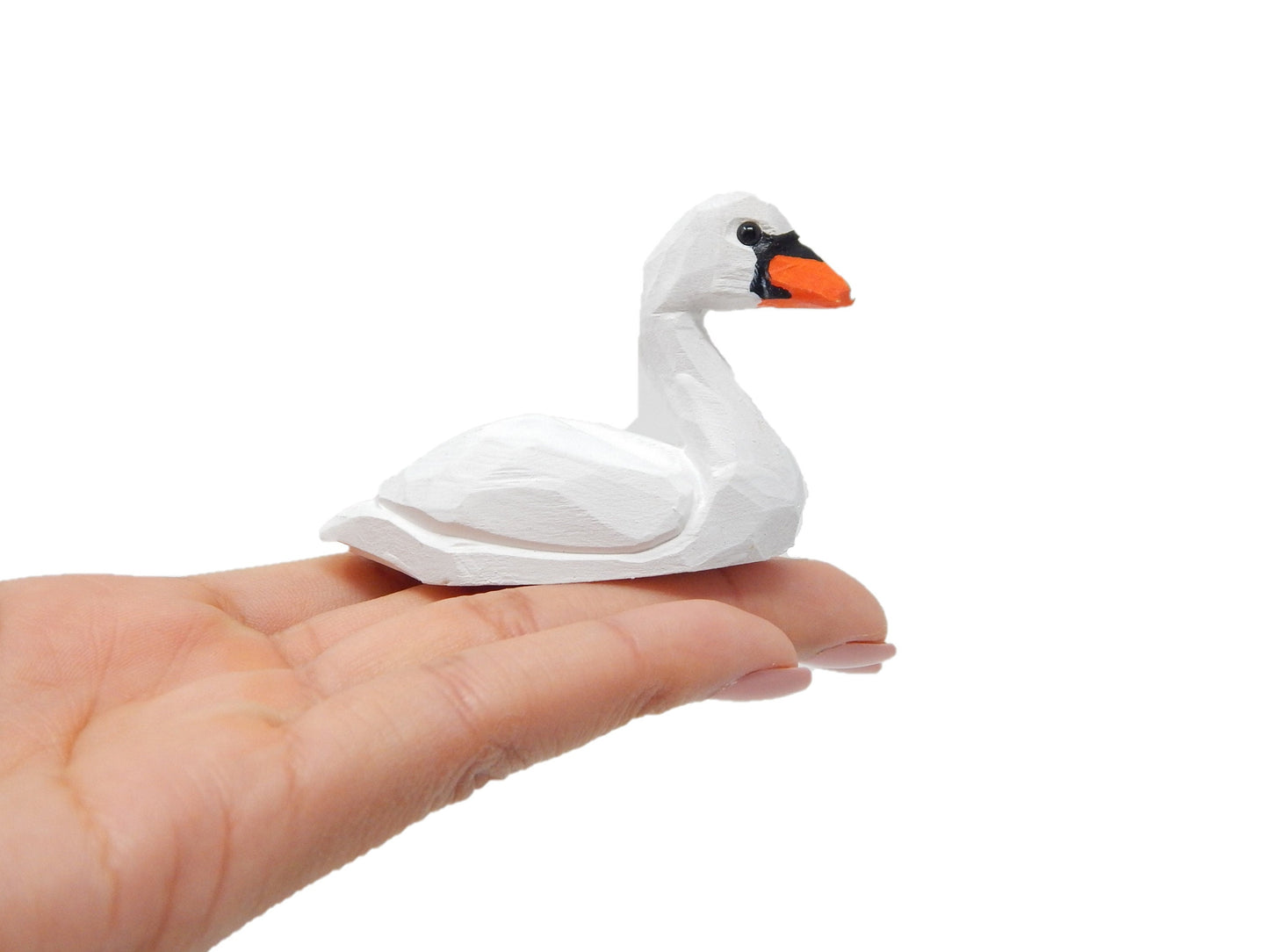 Swan Keychain Goose Bird Ring Hook Clip Charm Miniature Wood Mini Figurine Small Animal