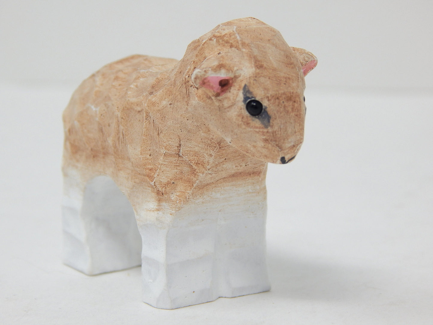 Sheep - Little Lamb Farm Wood Figurine Baby Goat Ewe Domestic Miniature Barn Small Animal Toy Hand Carve Home Decor Folk Ornament Minifigure