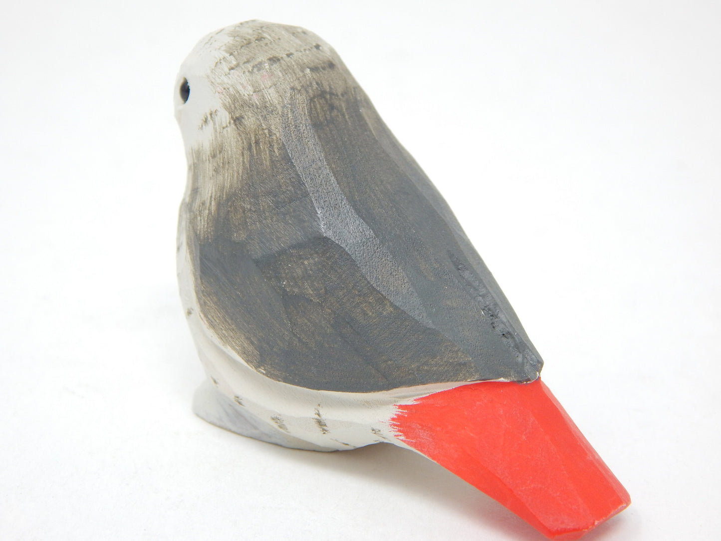 Hand-Carved African Grey Parrot Wooden Figurine: Miniature Bird Home Décor