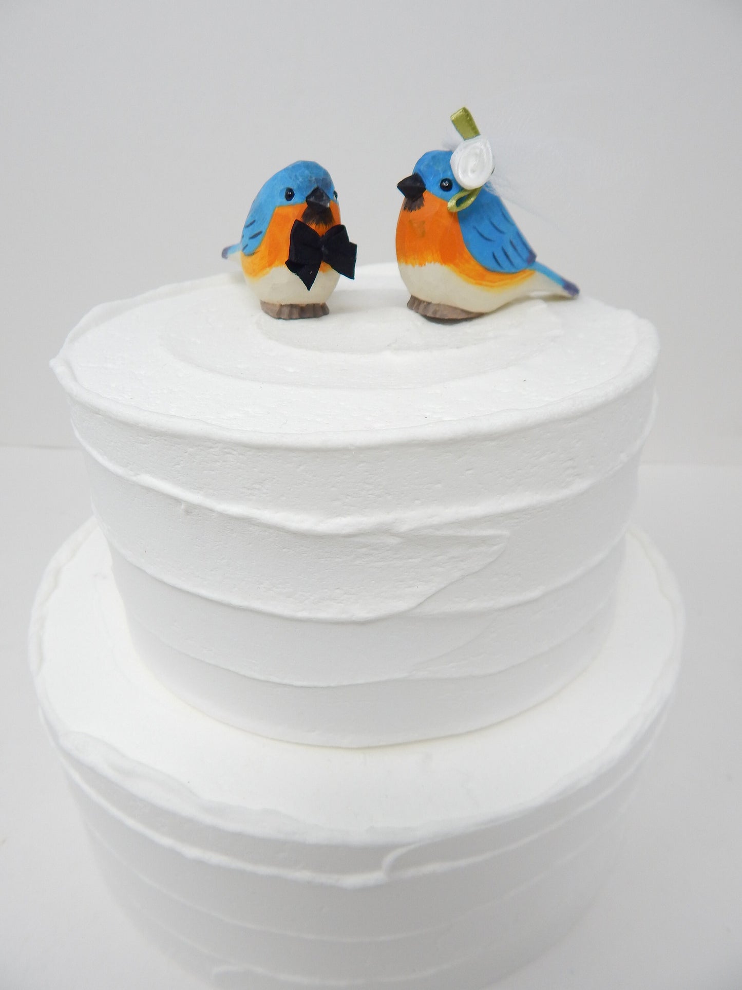 Eastern Bluebird Bird Cake Topper Bride & Groom Love Wedding Engagement Anniversary Carved Wood Statue