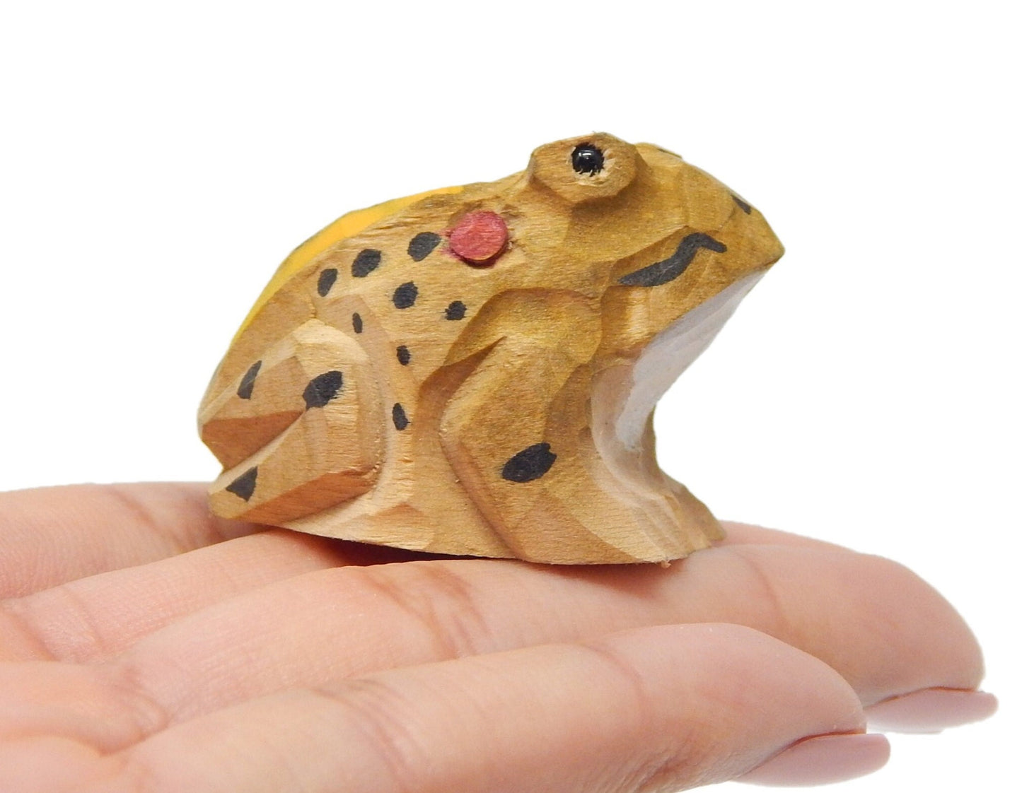 Toad Figurine Statue Decoration Small Animal Frog Art Sculpture Wood Carving Miniature