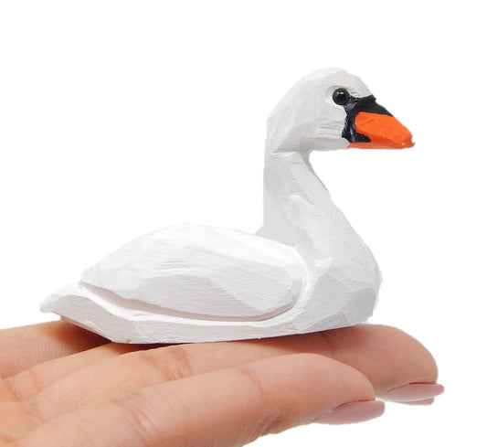 Swan Figurine Decor Art Small Goose Statue Gift Carving Miniature Animals Sculpture