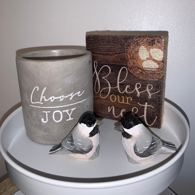 Chickadee Wine Stopper Wooden Figurine | Hand Carved Black-Capped Bird Figurine