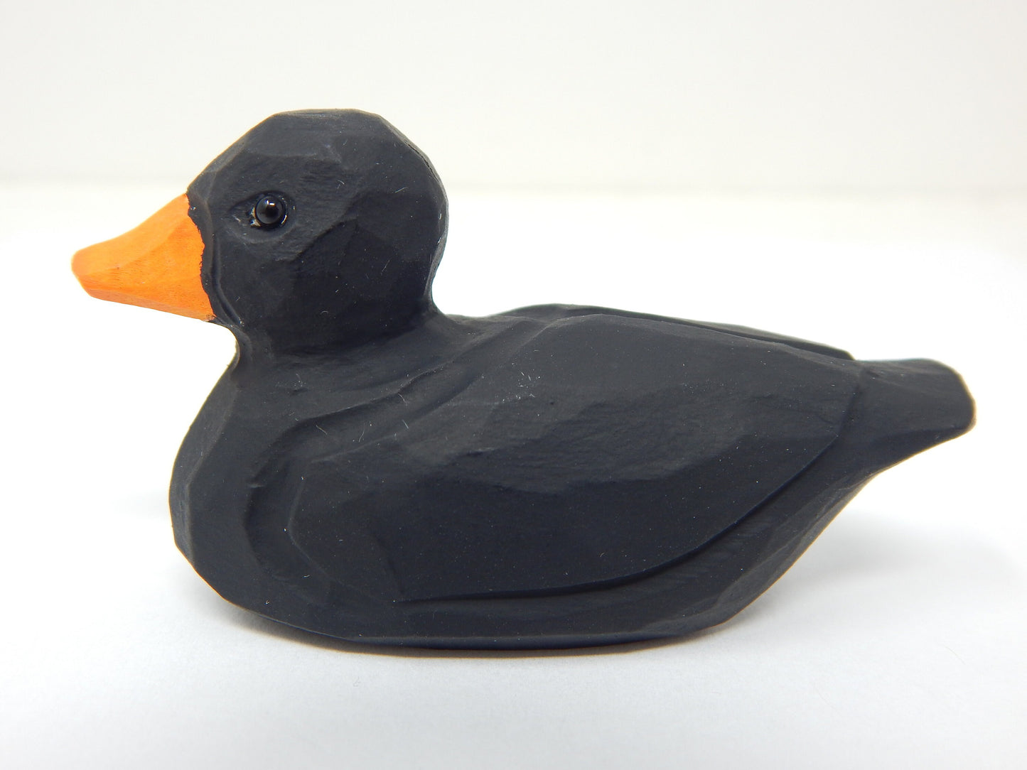 Black Duck Figurine Wood Statue Miniature Handmade Art Decoy Carved Bird Decor Small Animal Collectible