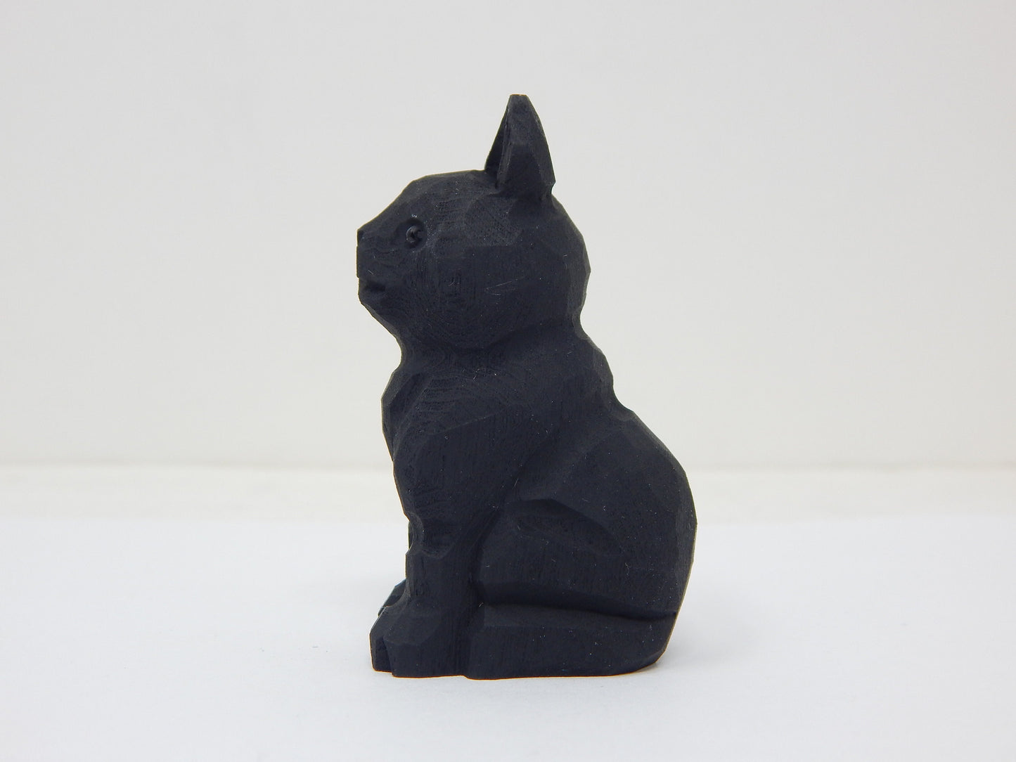 Black Cat Figurine Handmade Wood Carved Small Statue Halloween Decor Pet Craft Miniature Animal